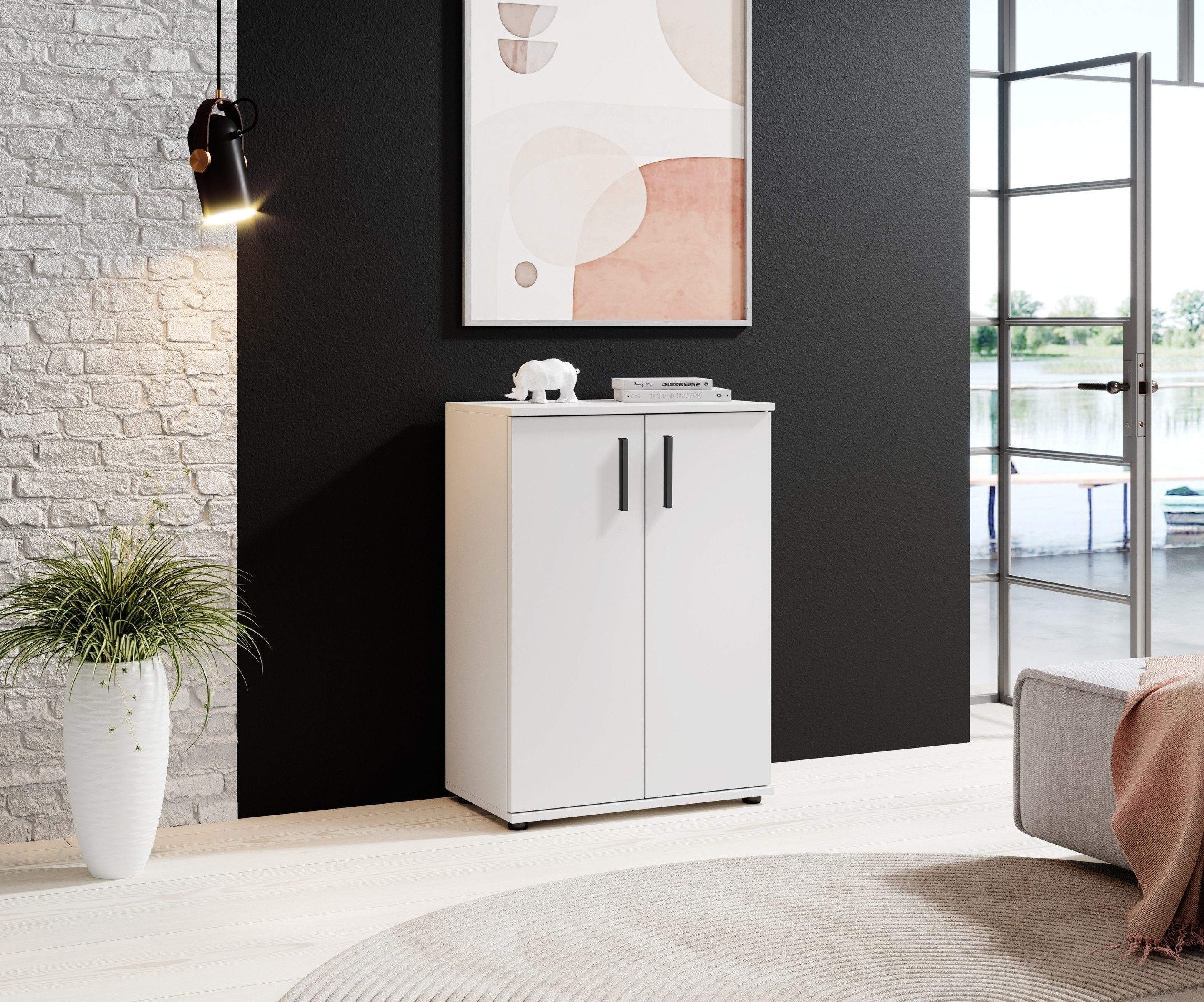 Bega Consult Kommode 2 Drehtüren, 1 Einlegeboden, weiß - 60x83x35cm (BxHxT)