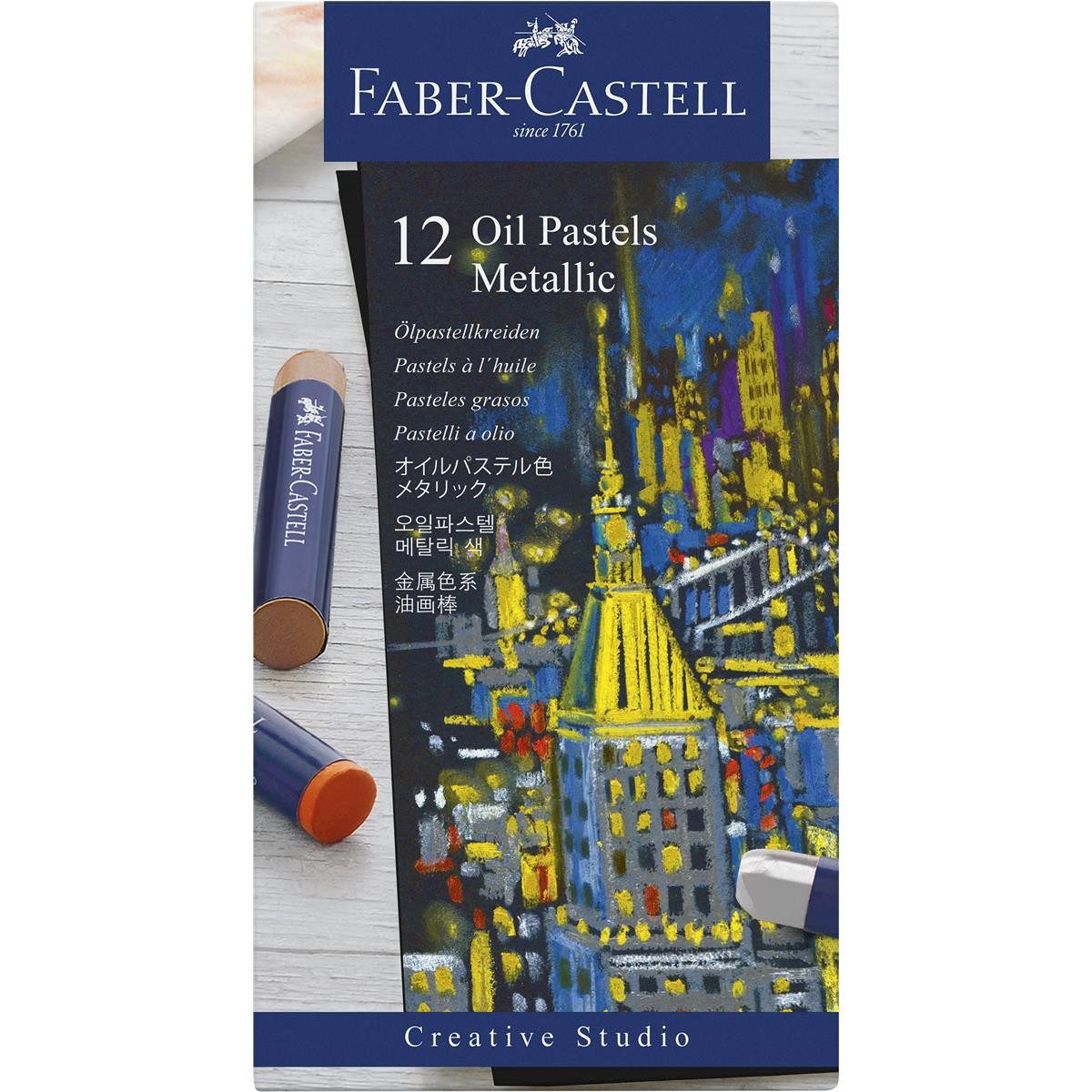 Faber-Castell Kreidemarker Faber-Castell Ölpastellkreiden metallic - 12er Kartonetui