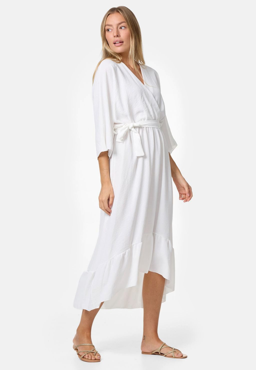 Rayshyne Maxikleid RS32 (Midi Strand Sommerkleid Optik Wickelkleid in Einheitsgröße)