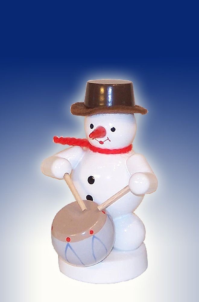 Sammelfigur Weihnachtsdekoration Schneemann mit Trommel Höhe 8cm NEU