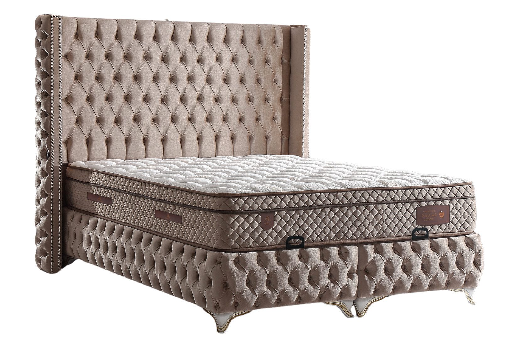 Villa Möbel Boxspringbett Dallas (Bett Set), XXL-Bettkasten mit Gasdruckfed günstig online kaufen