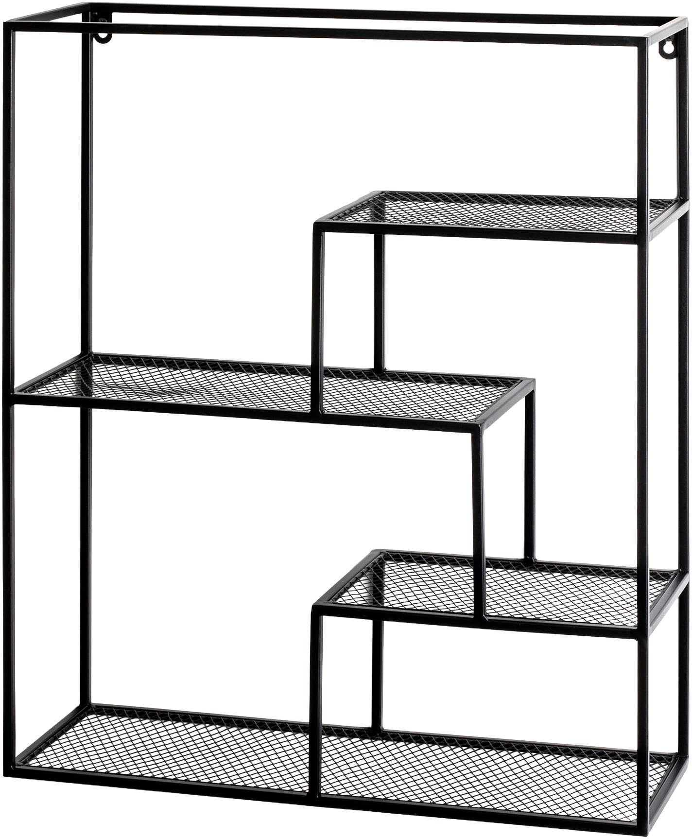 HAKU Wandregal Hängeregal, Wandboard, rechteckig - aus Metall Schwarz - B/T/H 50/18/60 cm