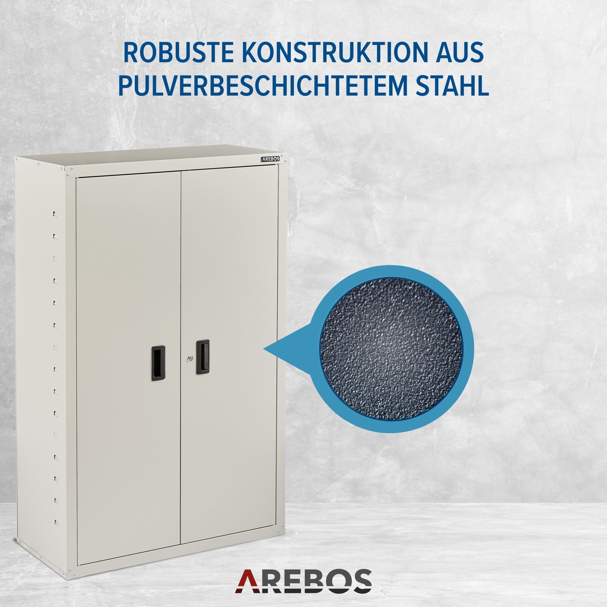 Arebos Aktenschrank Büroschrank Materialschrank Stahlschrank 140x90x40 cm (Stück, grau) Max. Belastbarkeit: 40 kg / je Fach – Bild 5 von 5