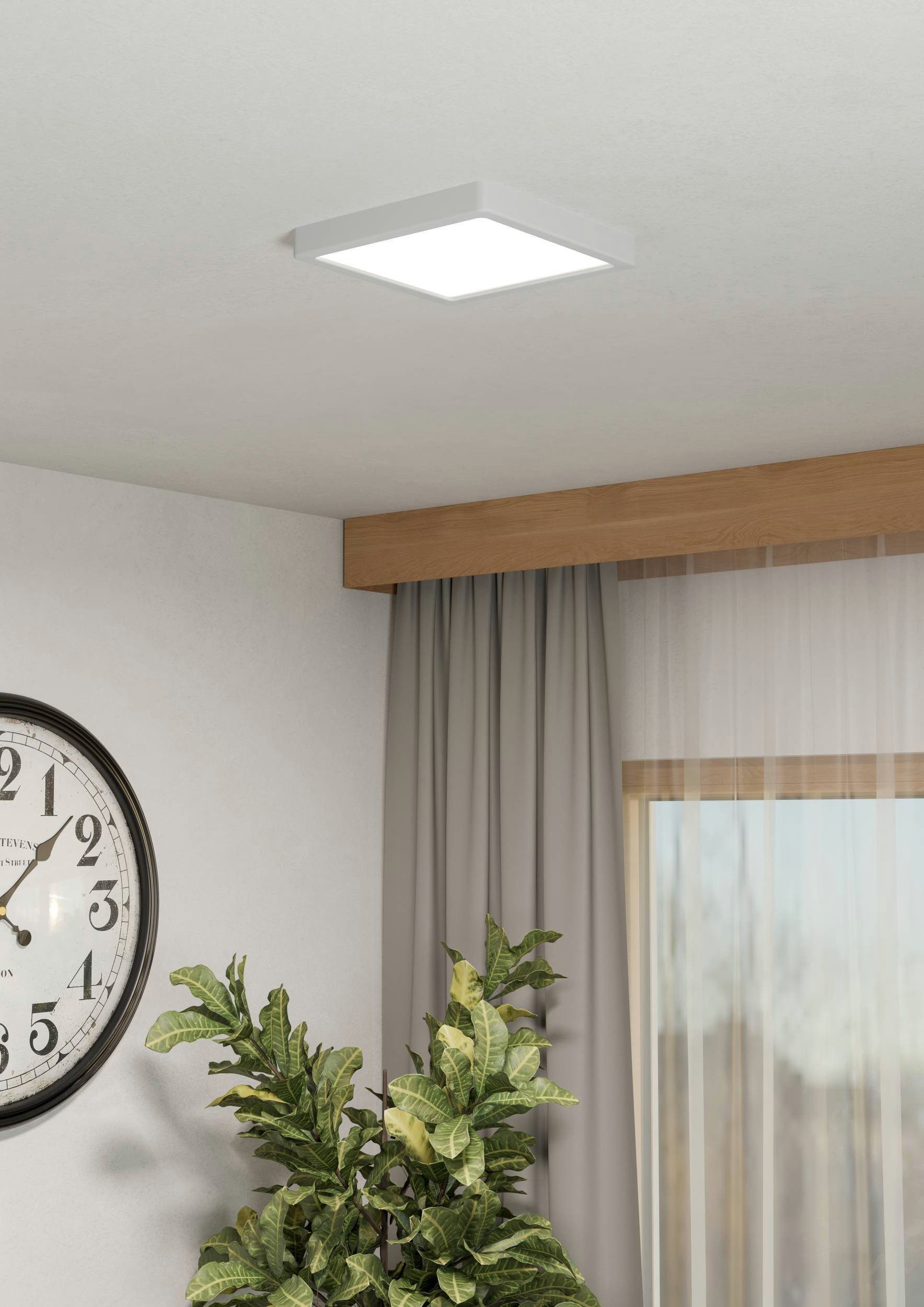 EGLO Aufbauleuchte Fueva 6-Z Deckenlampe, ZigBee, App und Sprachsteuerung, Badlampe, IP44, Bluetooth, CCT - über Fernbedienung, Dimmfunktion, Nachtlichtfunktion, RGB, dimmbar über Fernbedienung, mehrere Helligkeitsstufen, LED fest integriert, Kaltweiß, RGB, Aufbauleuchte - L22 x B22 x H2,5 cm - weiß - 10,5W inkl.