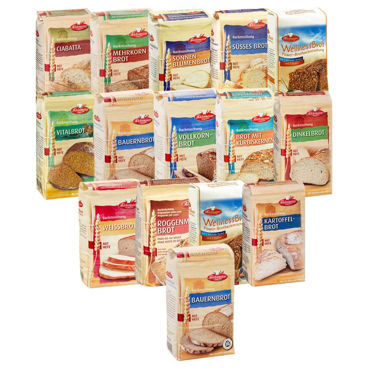 Bielmeier Backmischung Brot Kennenlern-Set Küchenmeister, 15 x 500 g, (SET314000)