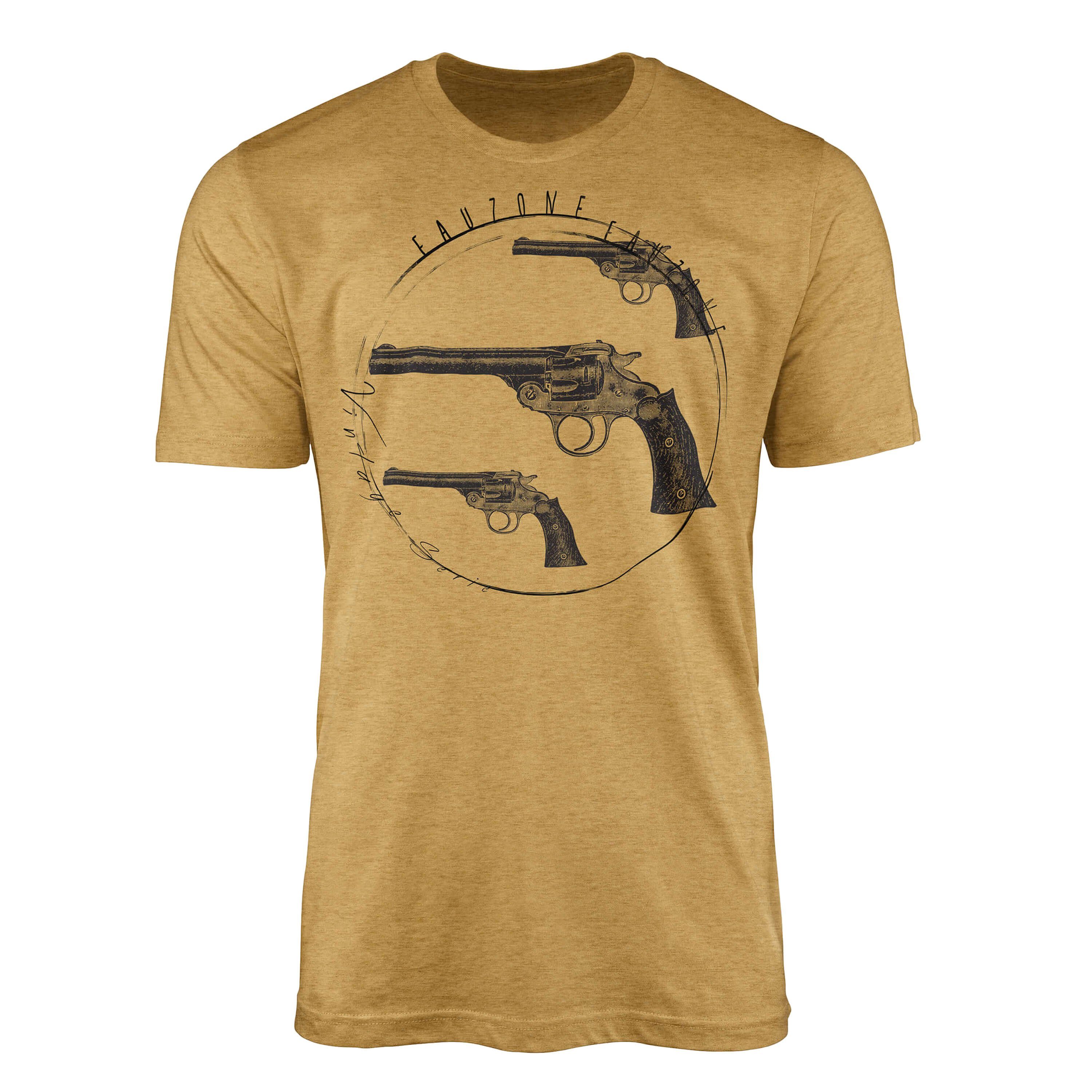 Sinus Art T-Shirt Vintage Herren T-Shirt Pistolen Antique Gold