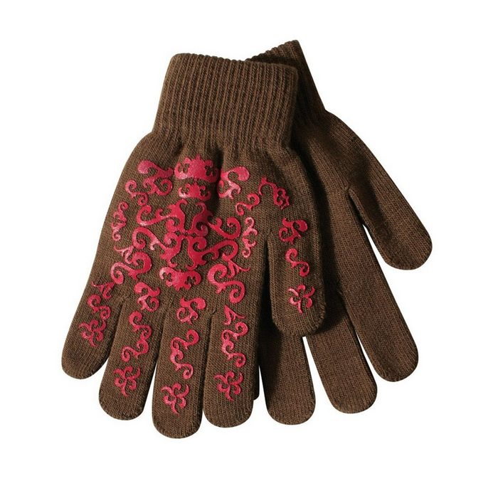 PFIFF Reithandschuhe Handschuh mit Print - braun/pink