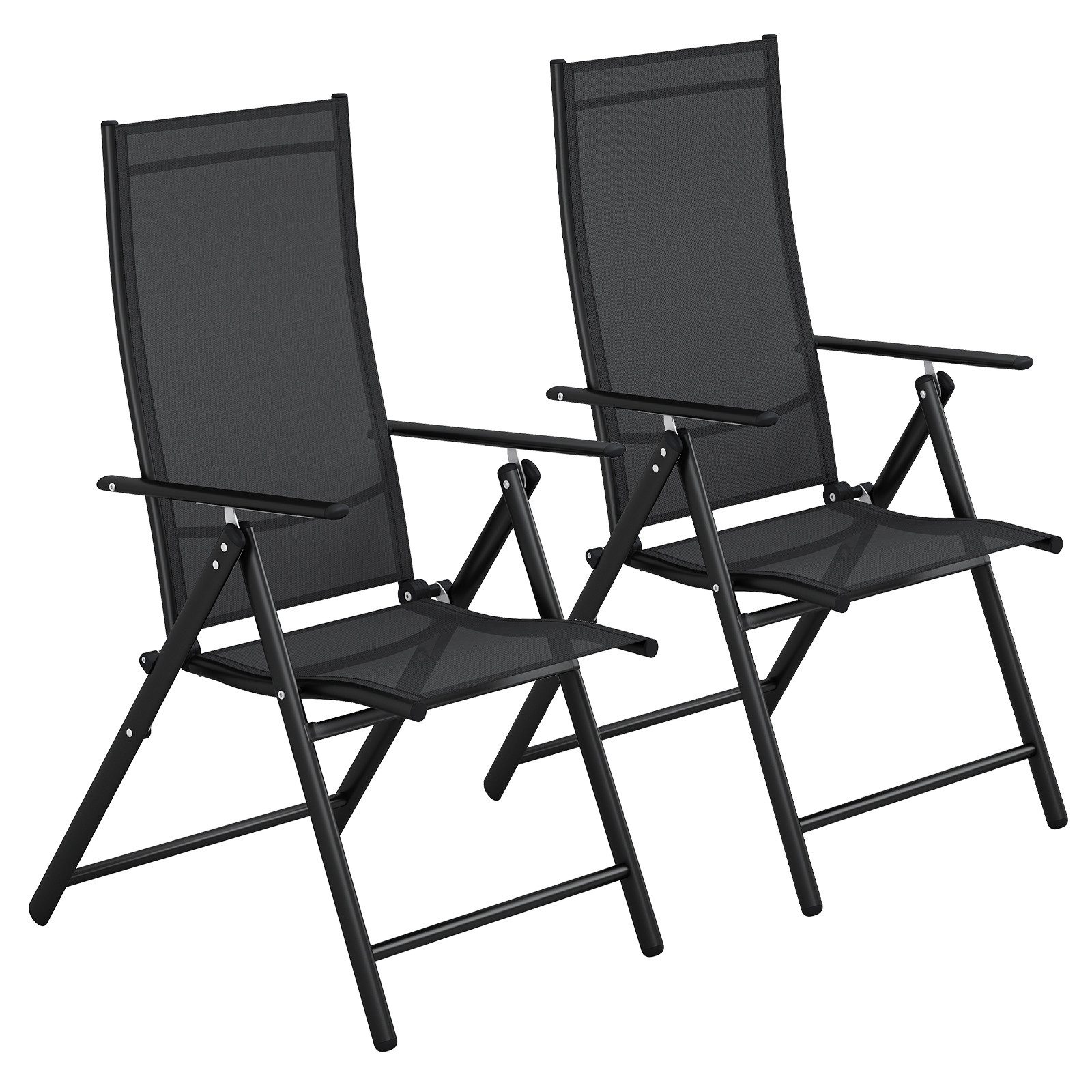 TLGREEN Klappstuhl 2-er Set Gartenstuhl,Klappbarer aus Texteline-Gewebe, (7-Fach Verstellbare Rückenlehne,Bis 120kg Belastbar, 2 St), für Garten, Terrasse, Balkon und Camping