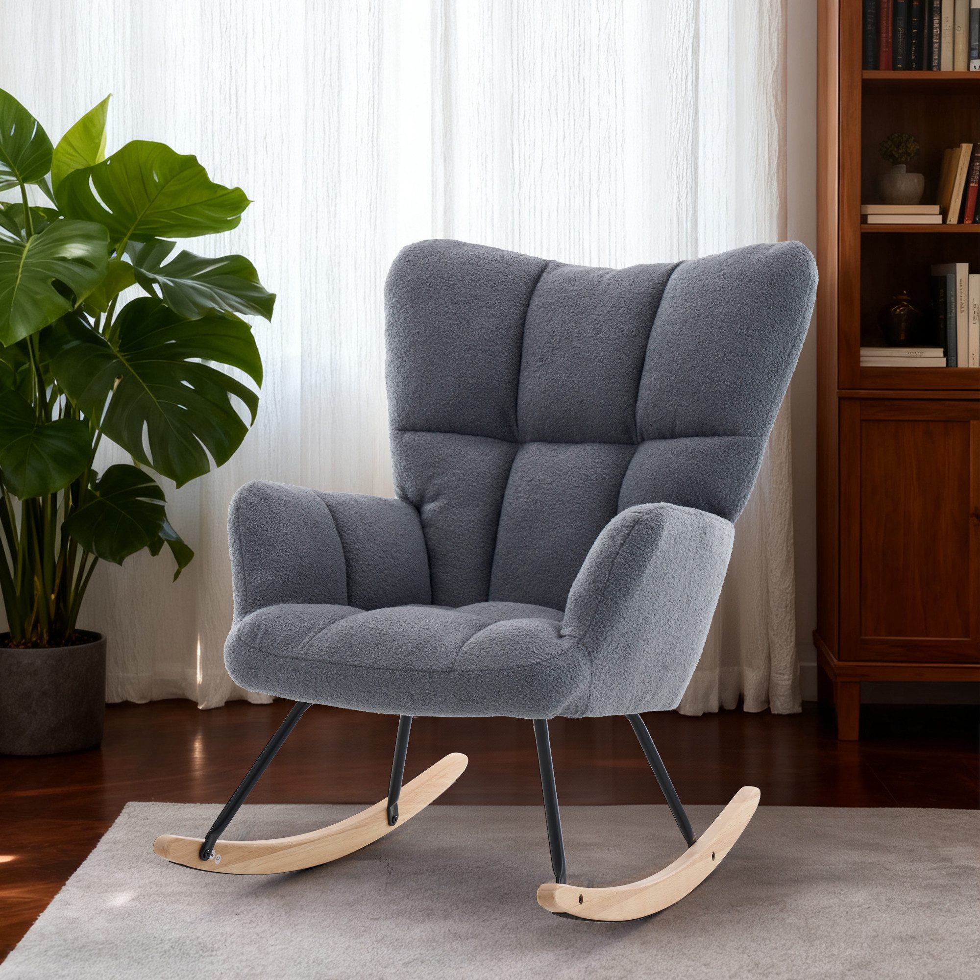 HAUSS SPOLE Schaukelstuhl Relaxsessel Schaukelsessel mit Bodenschutz Wohnzi günstig online kaufen