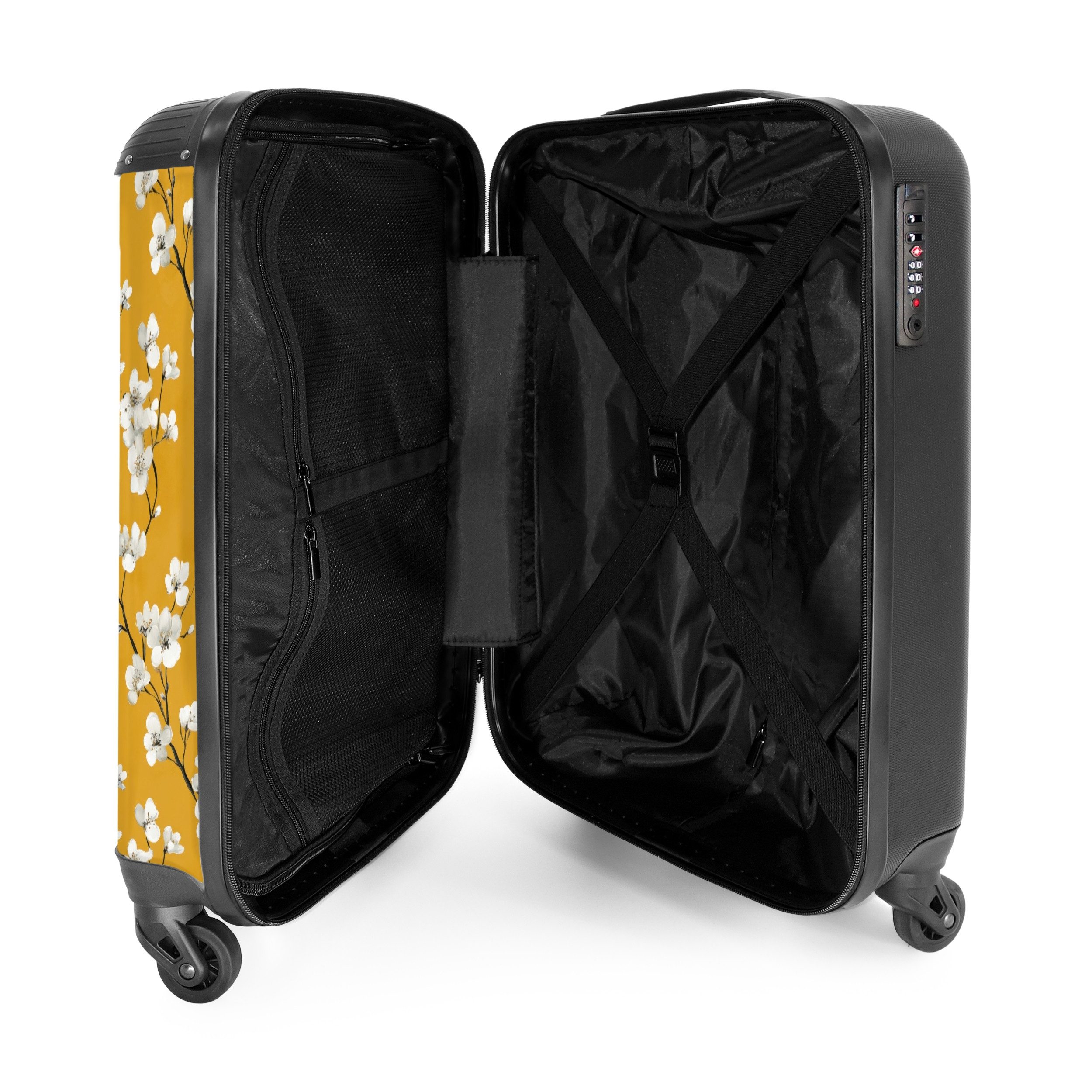 NoBoringSuitcases.com© Hartschalen-Trolley Blütenzweig - Aquarell - Gelb 55x35x20cm, Handgepäck Koffer & Trolleys, Luggage, Reisekoffer Frauen