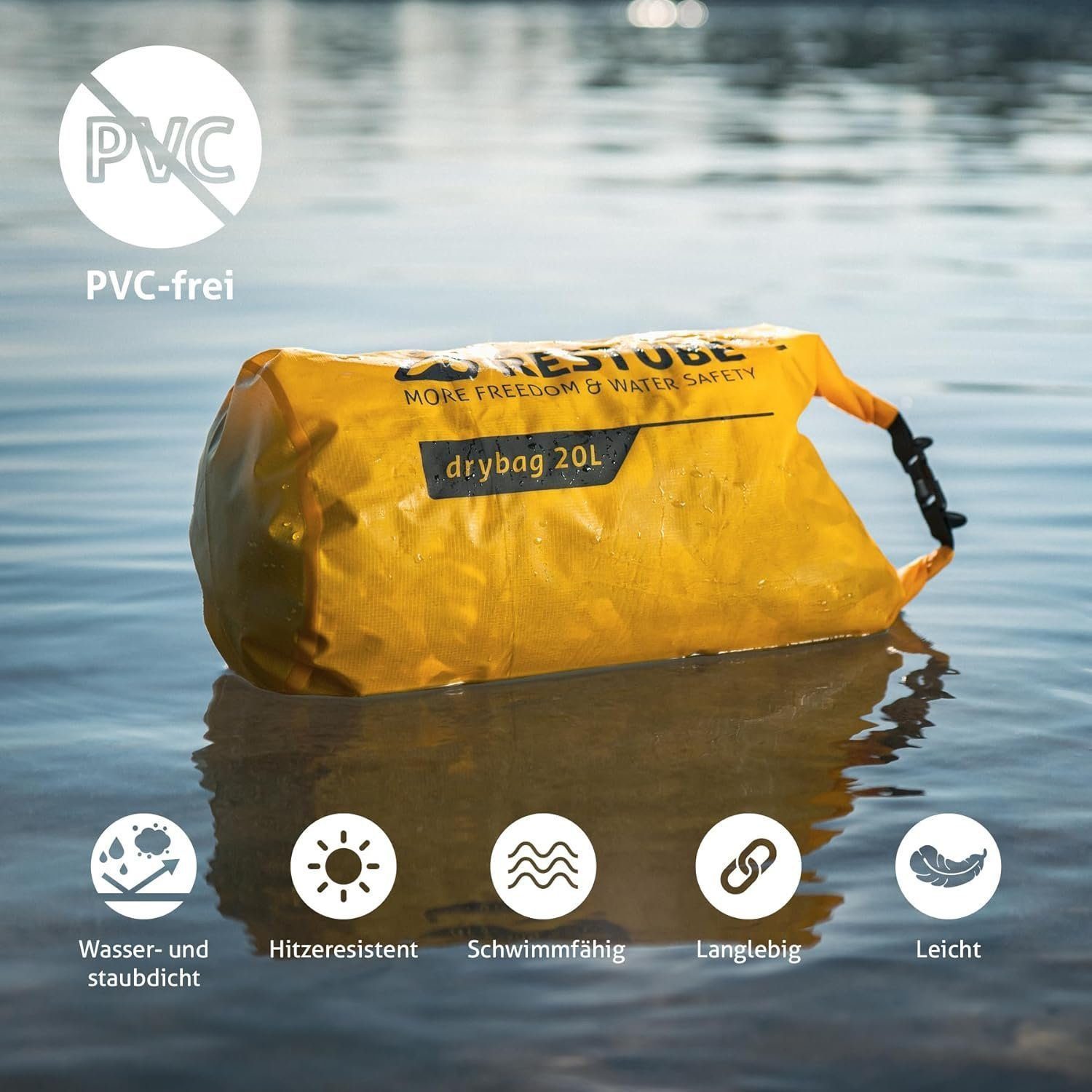 Restube Drybag, für Reisen, Kayak & SUP, wasserdichter Packsack, schwimmfähig, 5-40 L