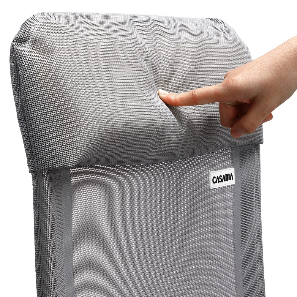 Casaria Gartenstuhl (2 St), 2er Set Hochlehner 7fach Verstellbar Liegefunktion Alu Klappbar Grau