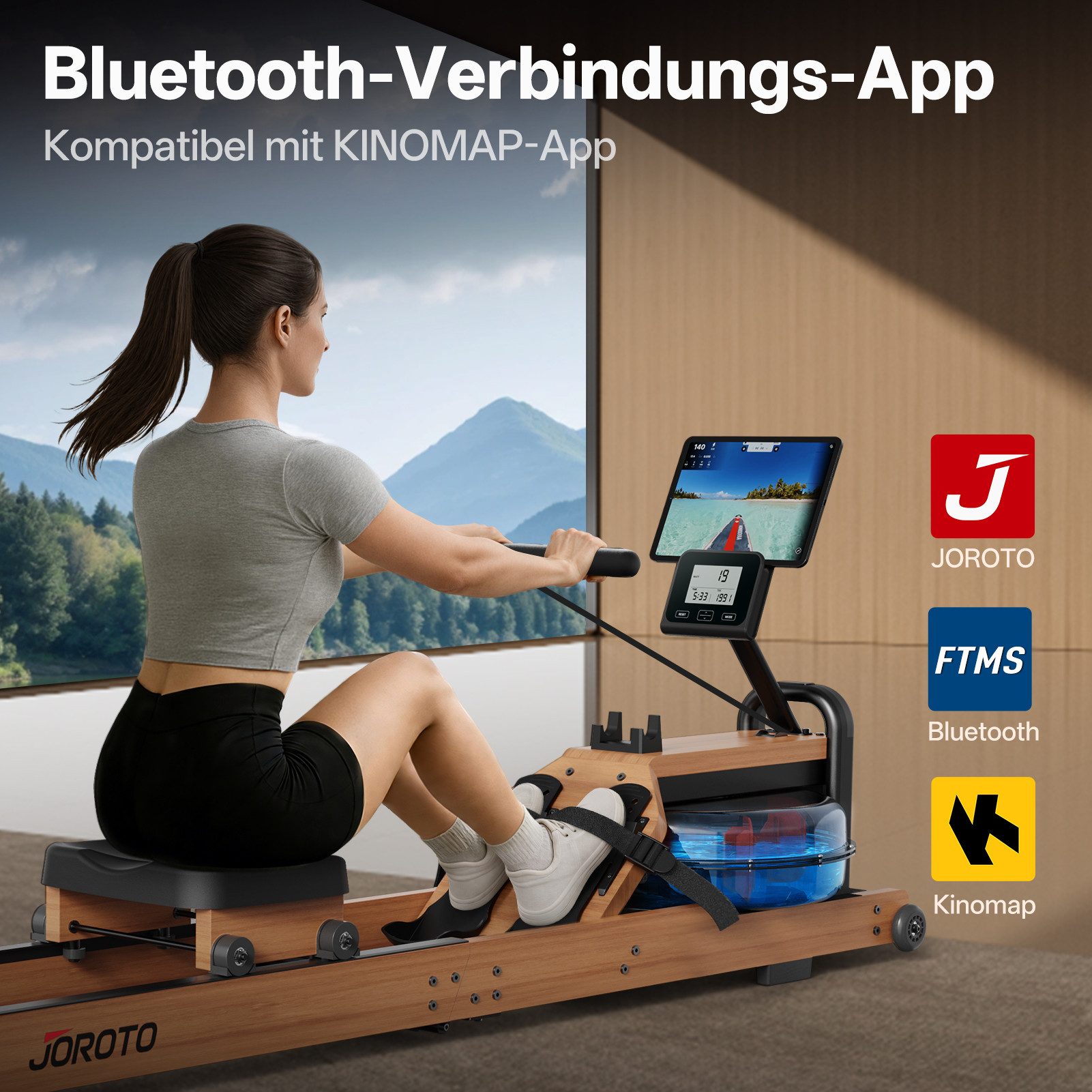 JOROTO Rudergerät für Zuhause Wasserrudergerät aus Holz