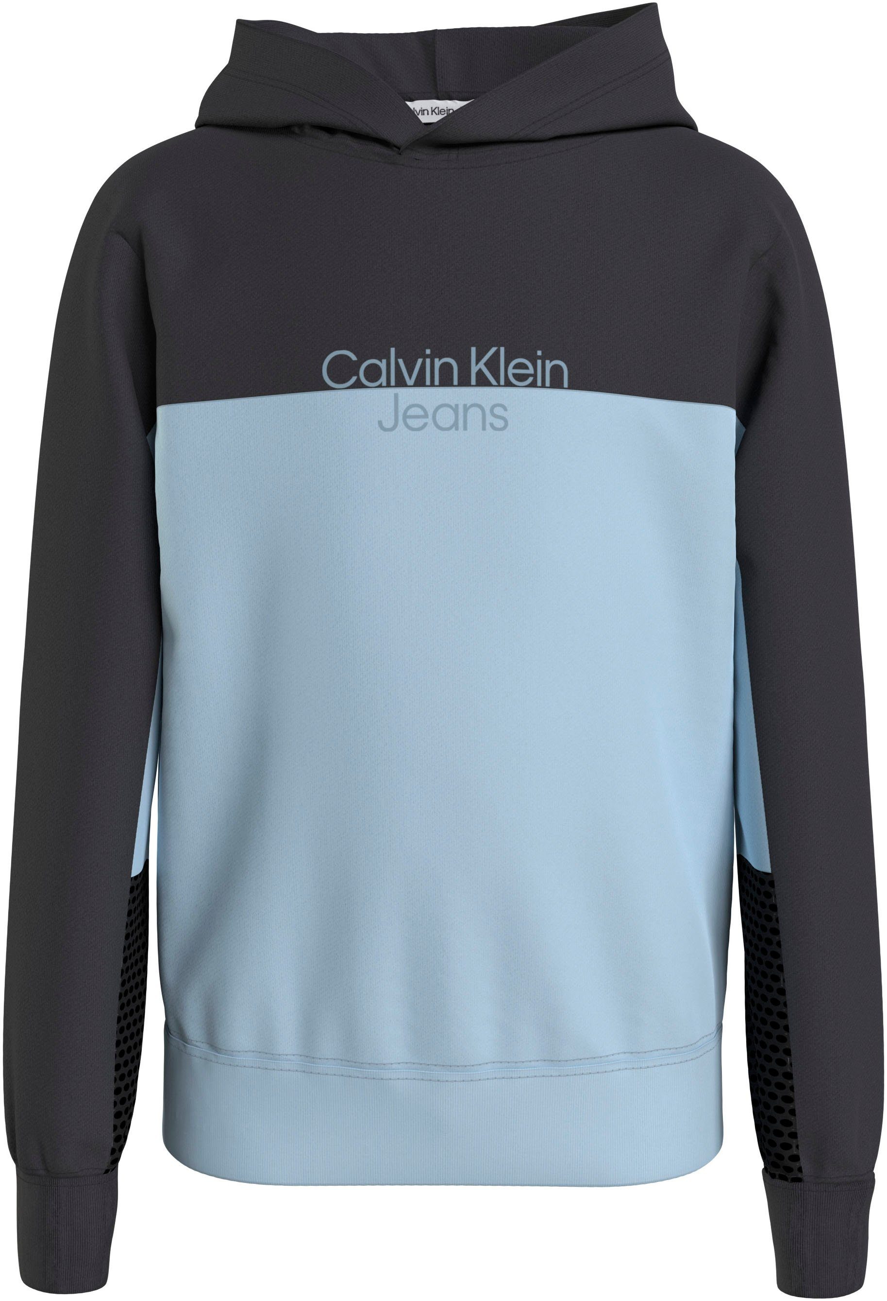 Calvin Klein Jeans Sweatshirt HOODIE Blue COLOR REG. TERRY Kapuze BLOCK mit Keepsake