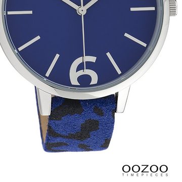 OOZOO Quarzuhr Oozoo Damen Armbanduhr Timepieces Analog, Damenuhr rund, groß (ca. 43mm) Lederarmband, Fashion-Style