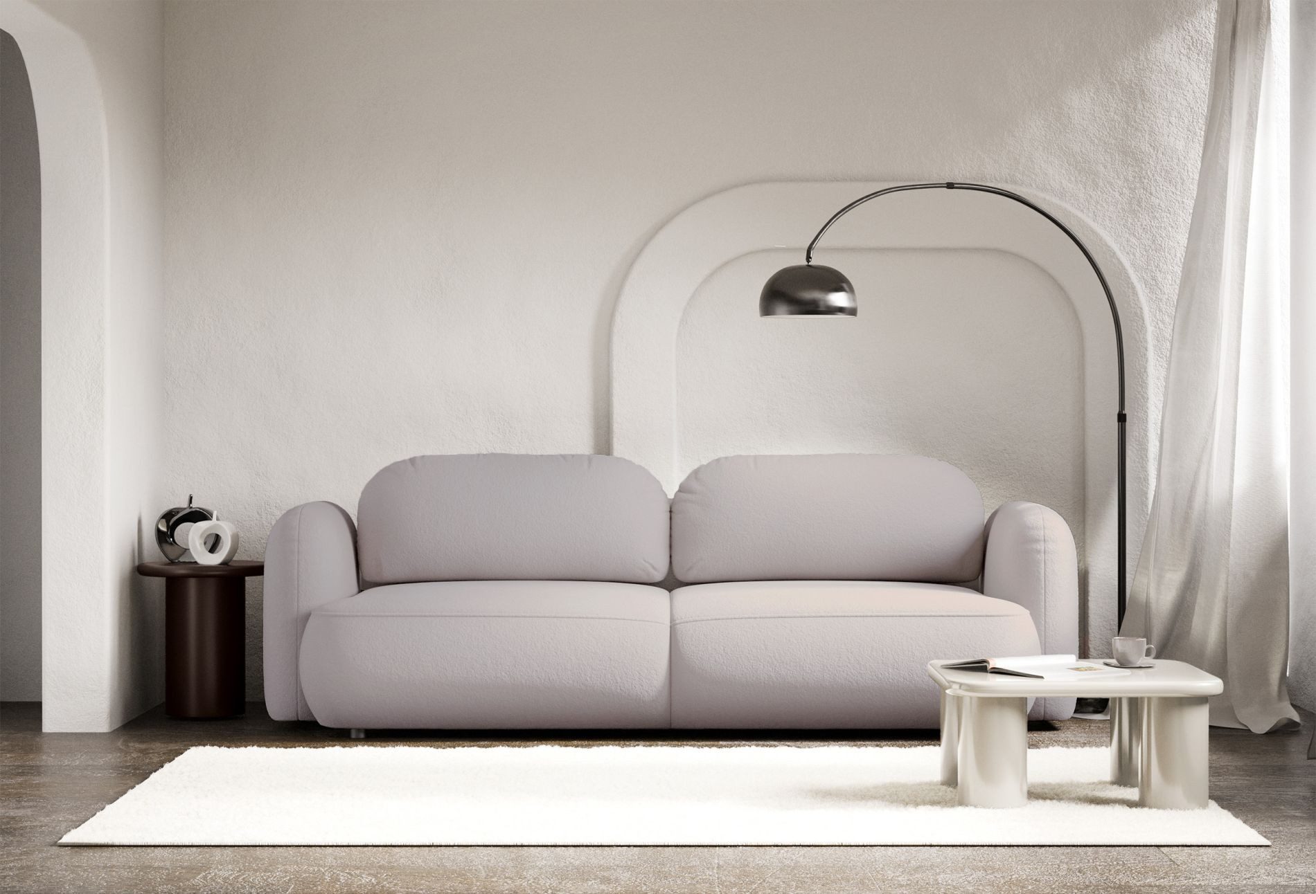 Selsey Schlafsofa, 3-Sitzer mit Schlaffunktion, Bettkasten, Bouclé / Chenille, 253 cm