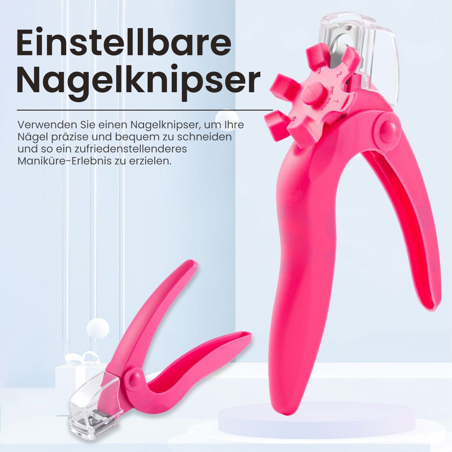 Refttenw Nagelknipser Verstellbarer Professionelle Acryl-Nagelknipser mit Längenmessung, für Verschiedene Nagelformen, 1-St