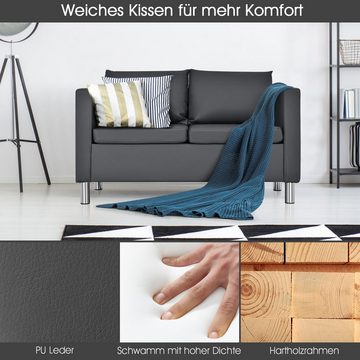 COSTWAY 2-Sitzer, Loungesofa mit 2 Kissen, gepolstert, Kunstleder, 120cm