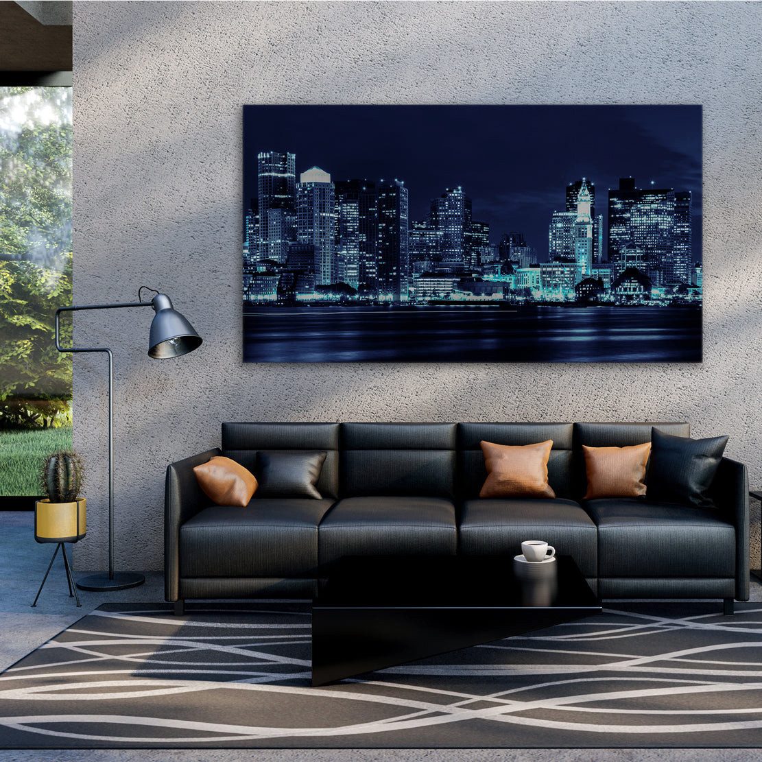 Artedinoi Leinwandbild New York Manhattan Skyline Nacht Leinwandbild Wandbild XXL Deko, Manhattan-Skyline, New York