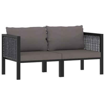 vidaXL Gartenlounge-Set 2-Sitzer-Sofa mit Auflage Anthrazit Poly Rattan, (1-tlg)