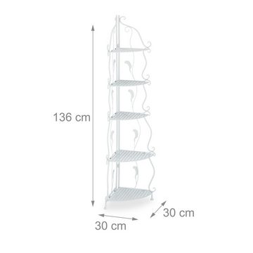 relaxdays Eckregal Weißes Eckregal aus Metall mit 5 Ablagen