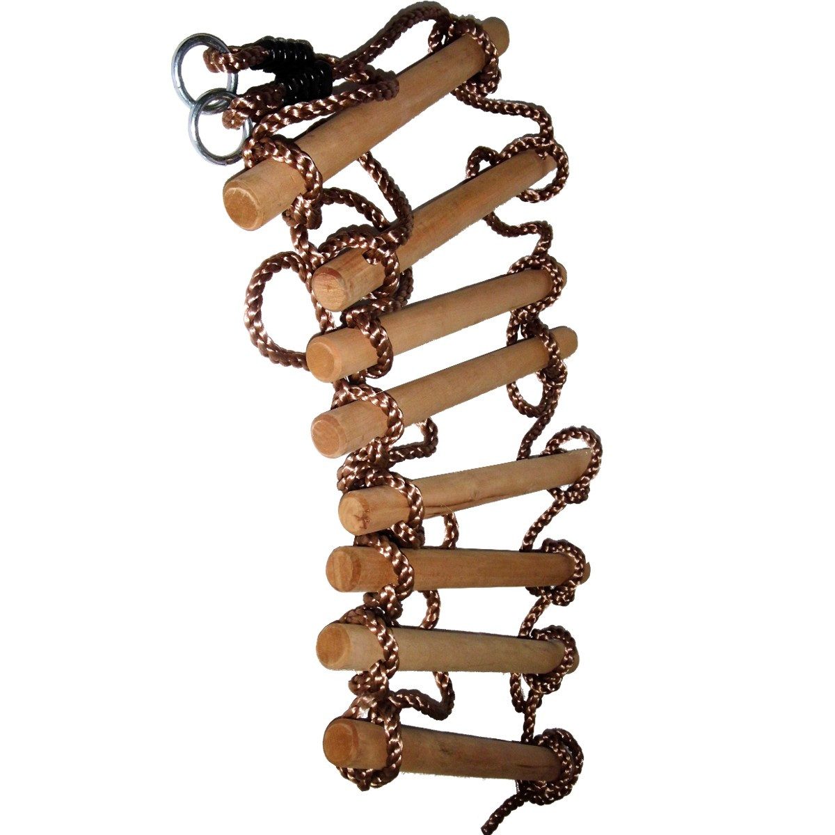 Loggyland Kletterseil Strickleiter mit 8 Sprossen Länge 2,90 m (für Schaukelgerüst und Spielturm), 50 kg Tragkraft und verzinkte Ringe zum Aufhängen