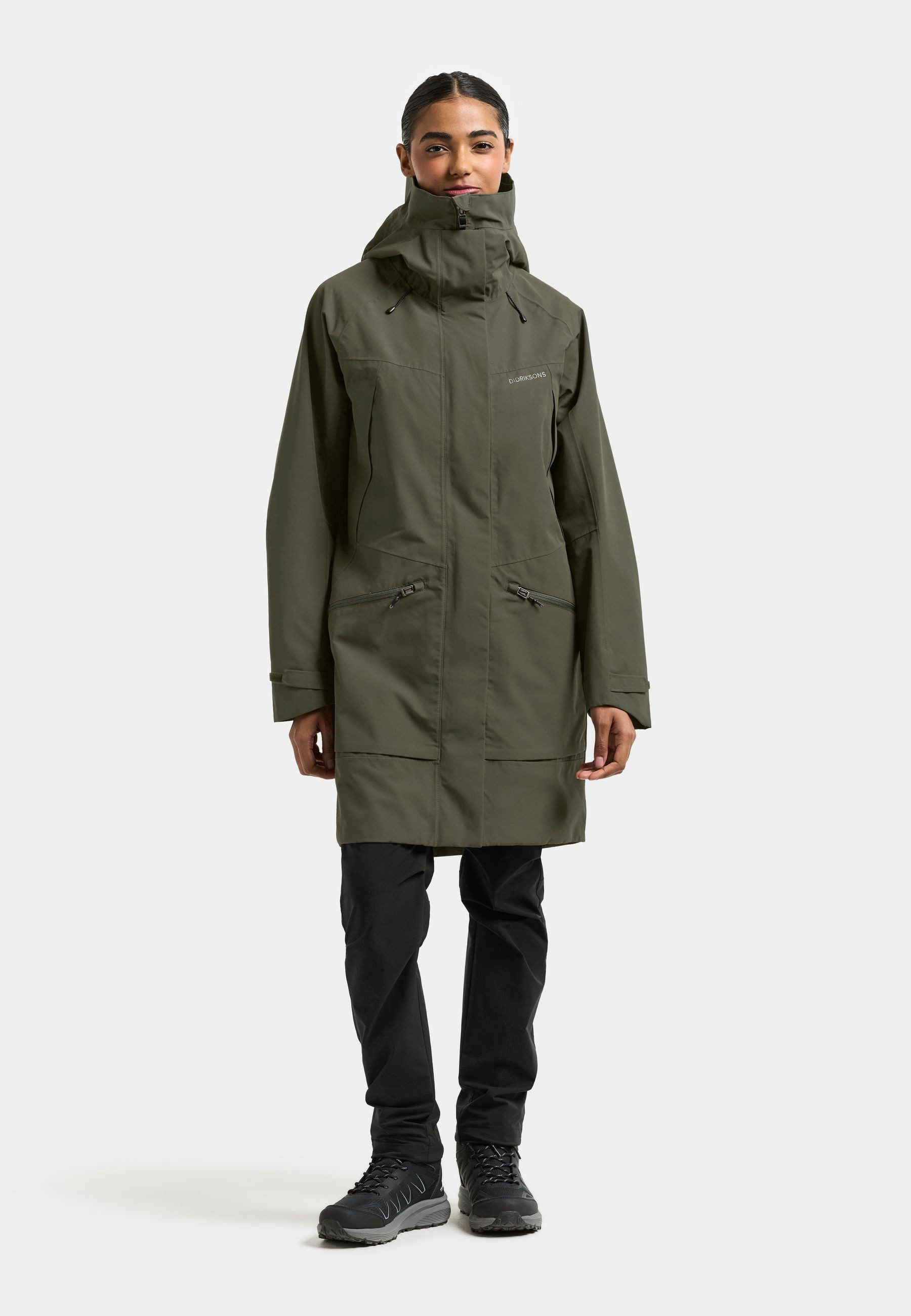 Didriksons Parka Damen Übergangsjacke Mantel Wasserdicht ILMA mit Kapuze mit Taschen