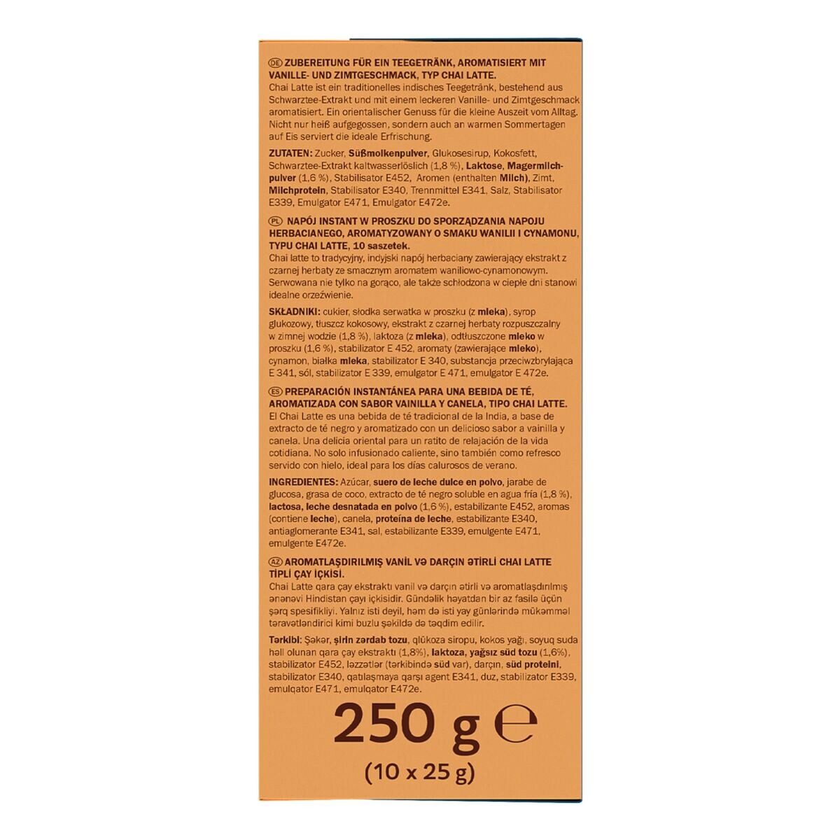 LAUDATIO Tee Chai Latte - Vanille-Zimt, Milchtee-Getränk, 10x 25 g Getränkepulversticks