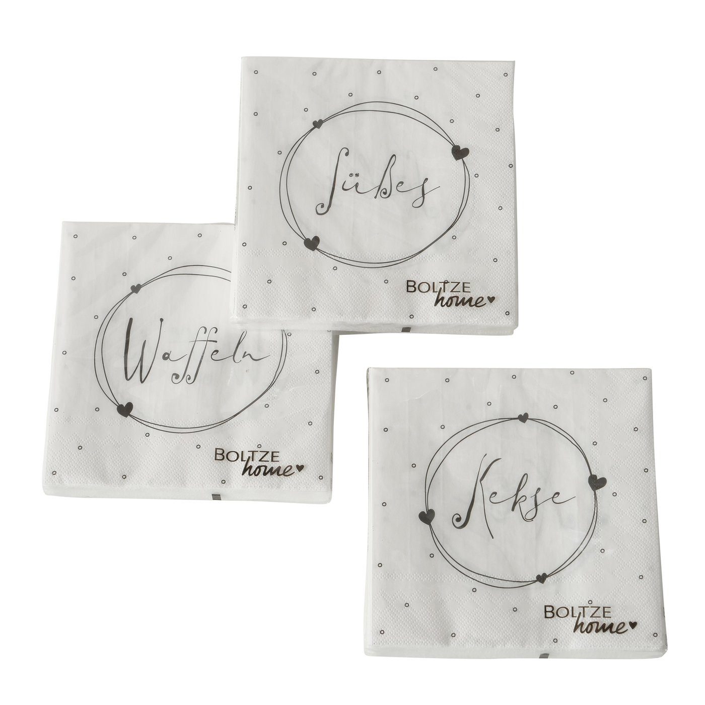 BOLTZE Papierserviette Boltze Servietten 3er Set - Kekse, Waffeln, Süßes, (60 St)