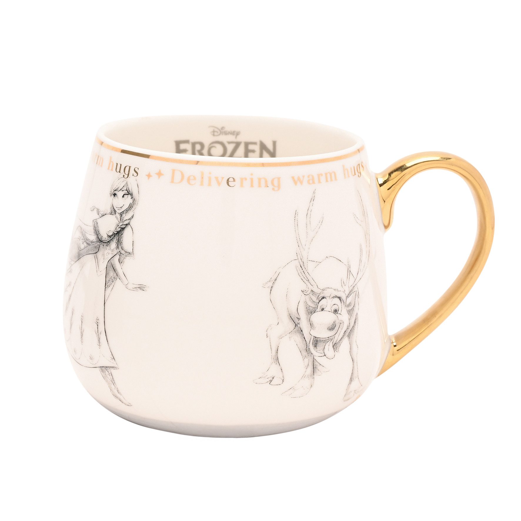 Disney Tasse Die Eiskönigin Anna Elsa Olaf Sven goldene Tasse Disneyland
