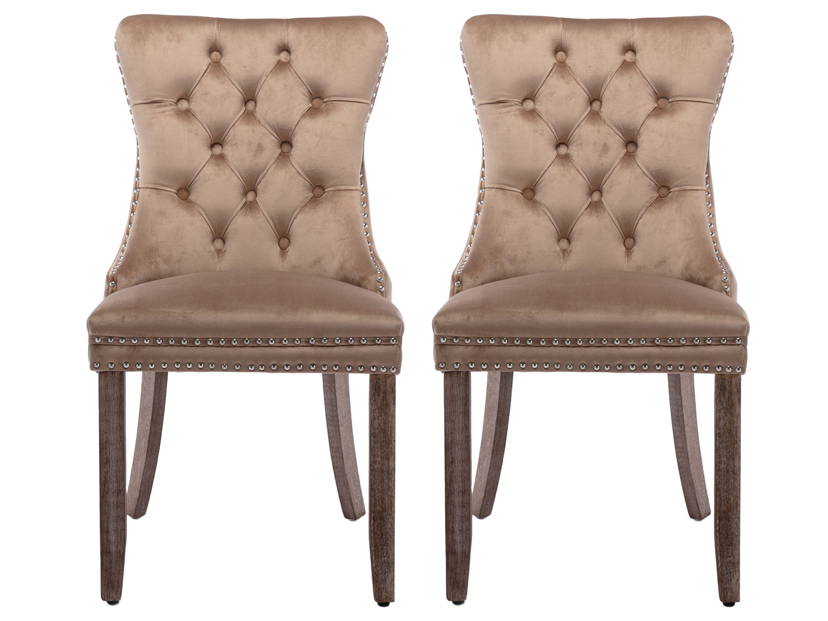 SeedWave Esszimmerstuhl 2er-Set Küchenstuhl Samtbezug, Holzfüße mit Verstel günstig online kaufen