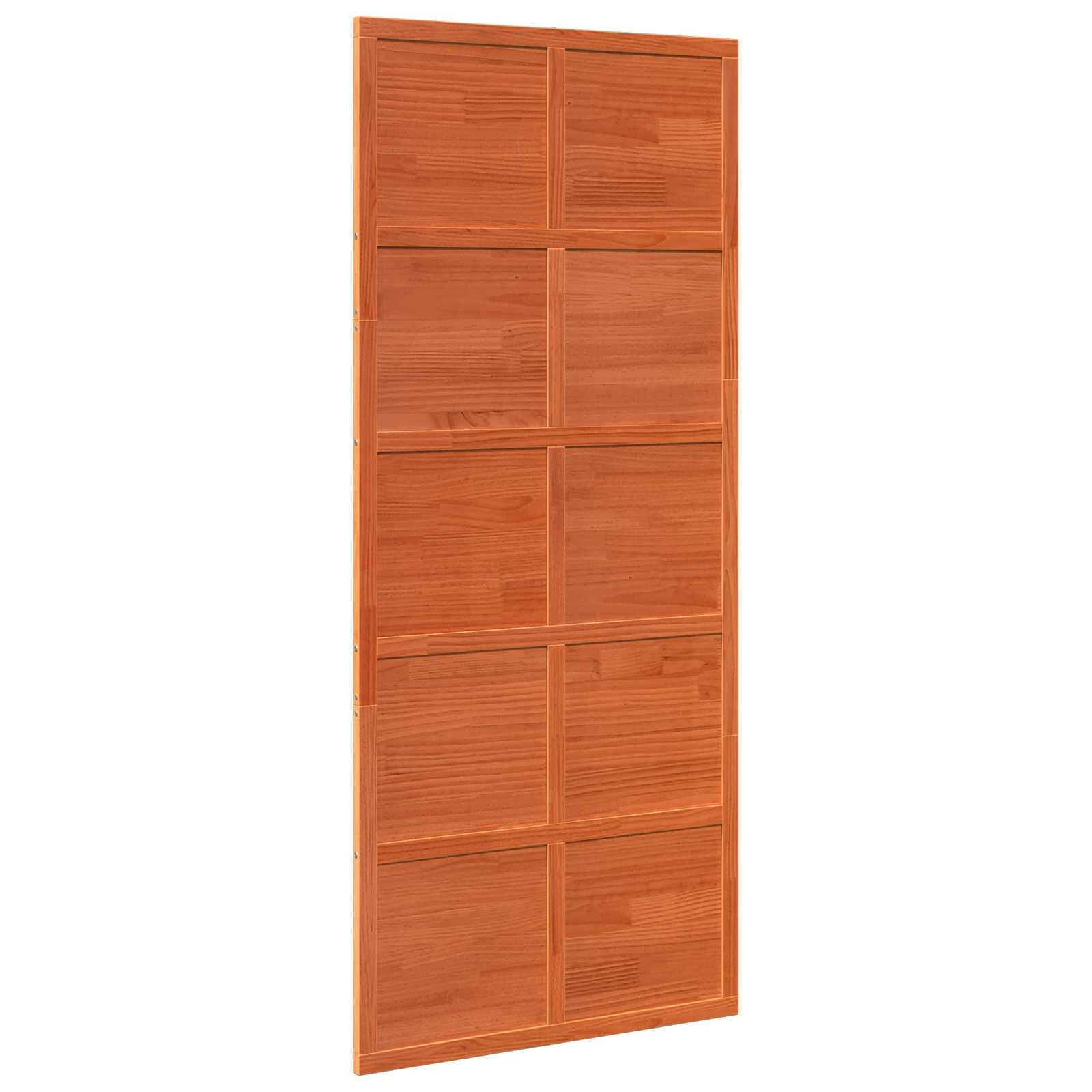 vidaXL Zimmertür 90 x 208 cm Scheunentür Wachsbraun 90x208 cm Massives Kiefernholz