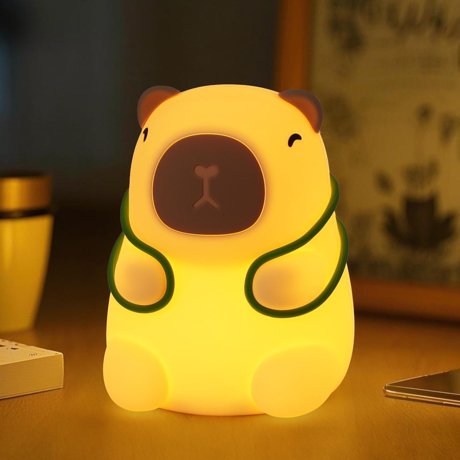 BlingBin LED Nachtlicht Capybara Silikon Nachttischlampe Touch RGB-Licht Lampe, dimmbar, LED fest integriert, Warmweiß, RGB, Kinderlicht Geschenke Für Mädchen Junge