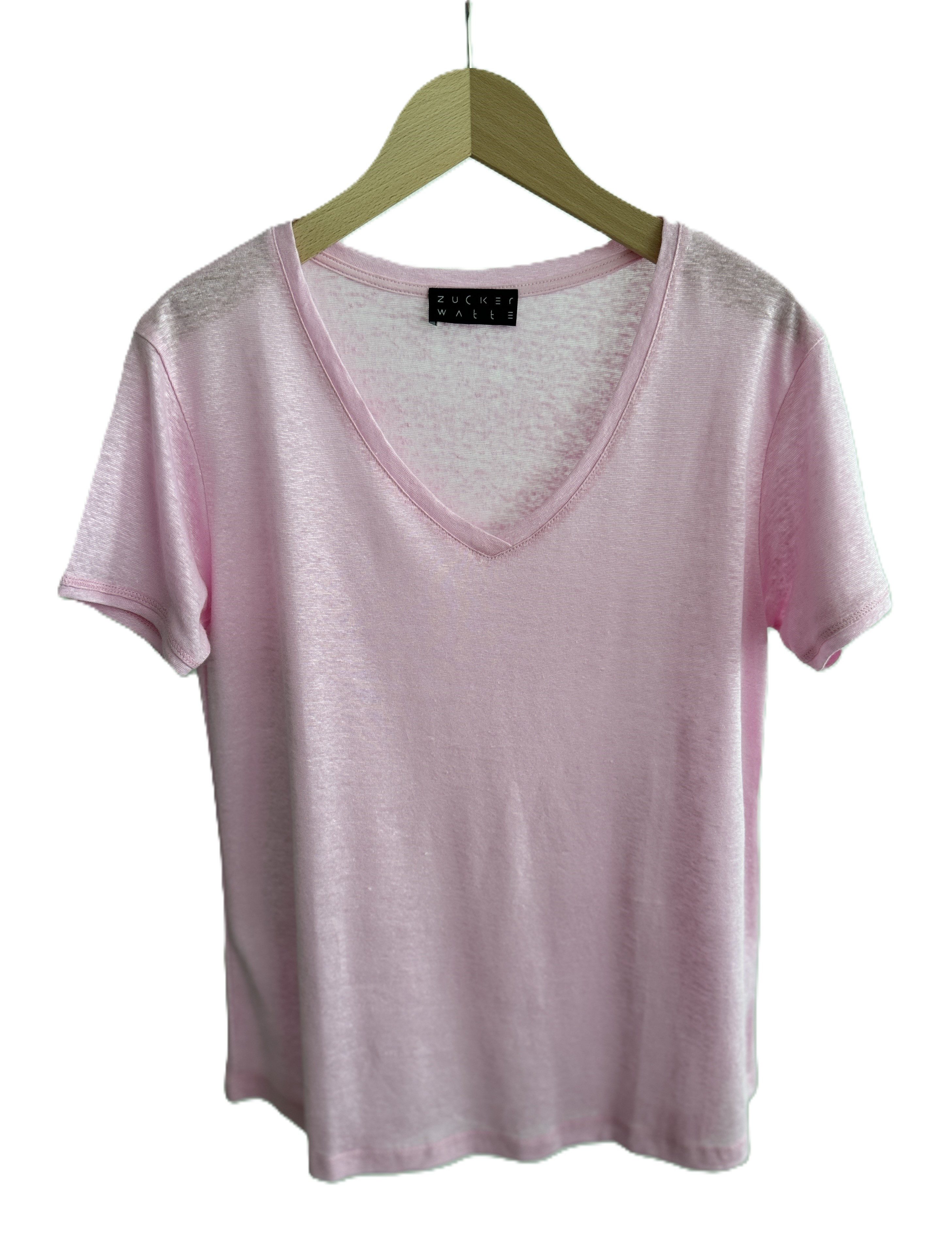 Zuckerwatte V-Shirt aus 100% Leinen, A-Linie günstig online kaufen