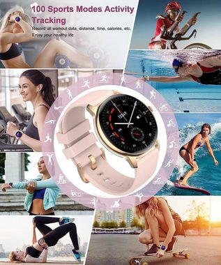 HOAIYO mit Pulsmesser, Musiksteuerung, Schrittzähler, Wasserdicht Smartwatch (1.3 Zoll, Android iOS), mit Bluetooth Anrufen Fitness Tracker Armbanduhren Fur Herren Sportuhr