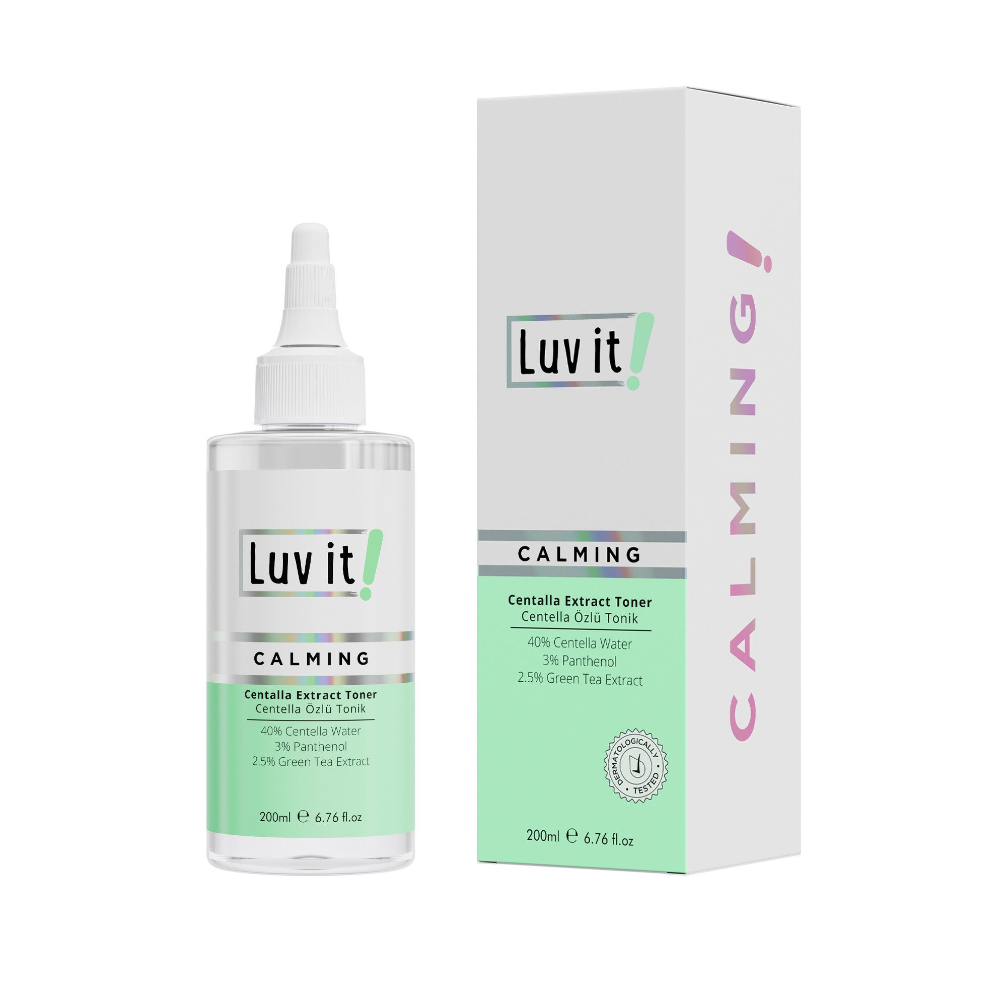 Luv it! Gesichtswasser Centella Toner Calming, Beruhigendes Gesichtstonikum mit 40% Centella