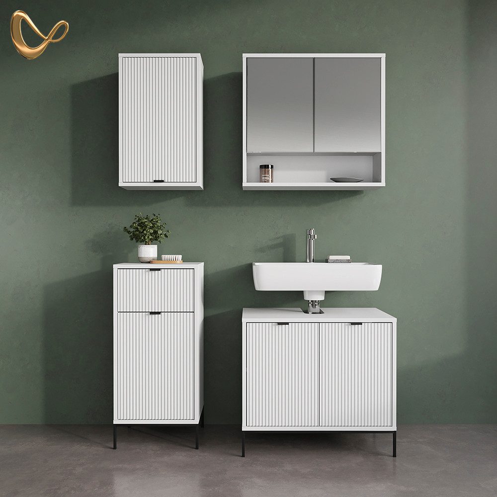 Livinity® Midischrank ATERNO, Weiß, 40 x 87 cm mit Tür und Schublade günstig online kaufen