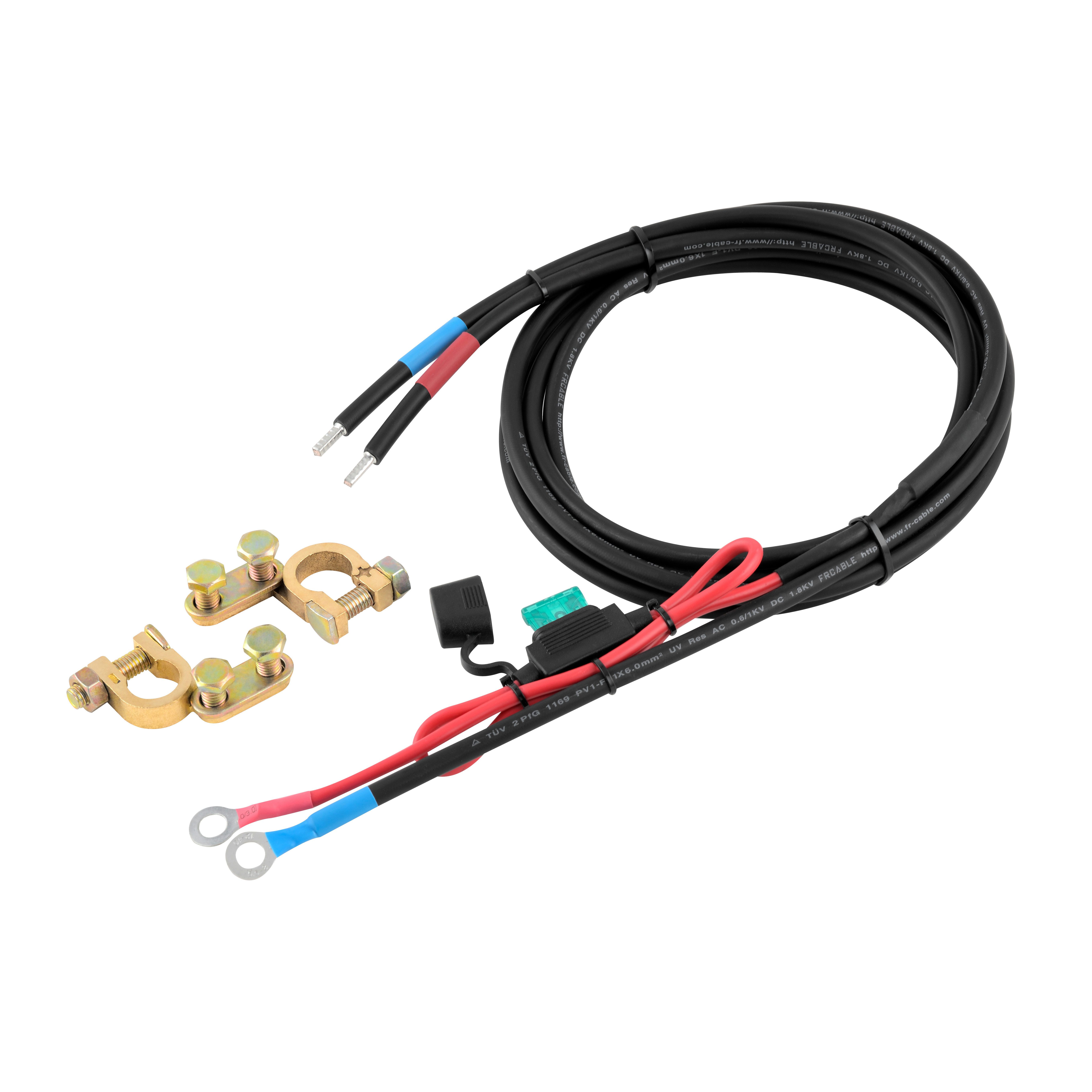 enjoy solar Profi-Batteriekabel 1m/3m 6mm², mit 10A/15A/25A/30A Sicherung Batteriekabel, mit M8 Ringösen, Batterie zu Laderegler