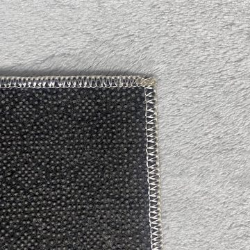 Teppich Designer Teppich Ecken Waschbar Designer Teppich grau, TeppichHome24, rechteckig, Höhe: 16 mm