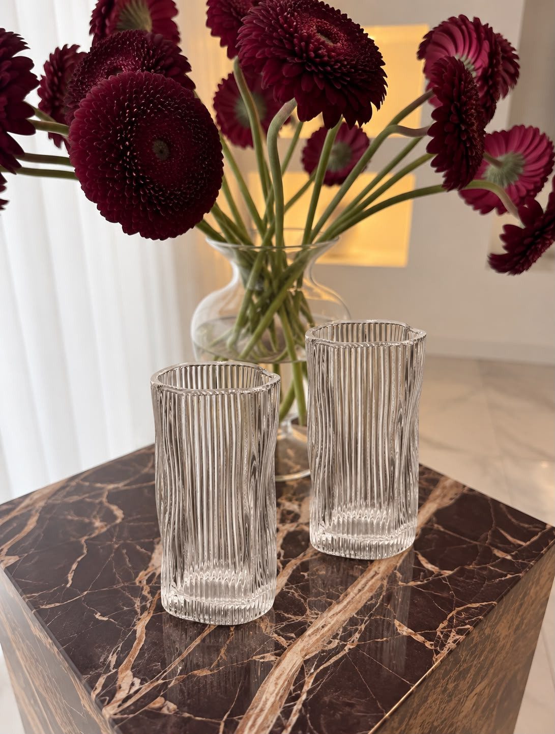 EmirtexHome Glas Wave Lines Longdrinkgläser 6er Set 280ml, Glas