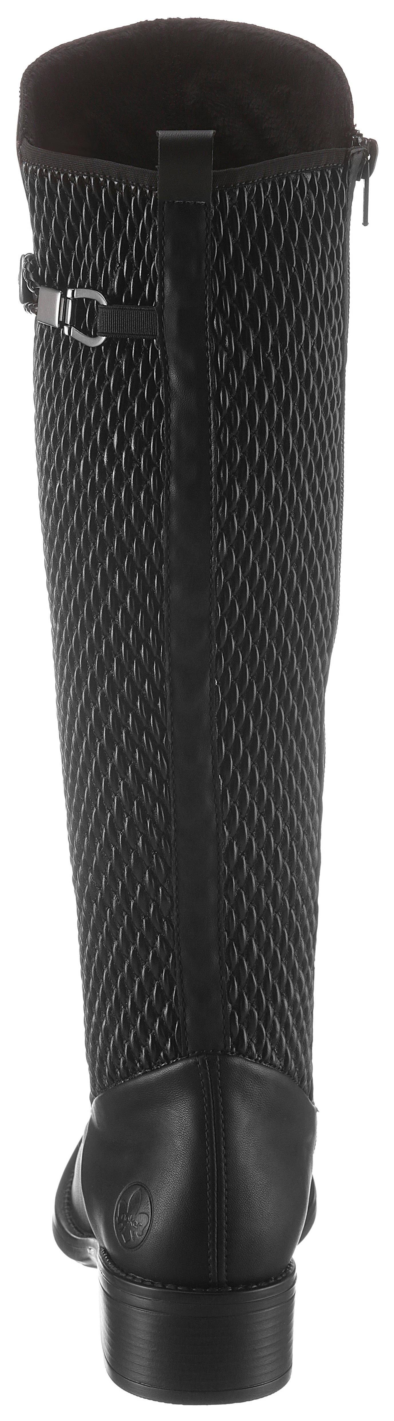 Rieker Stiefel, Langschaftstiefel, Blockabsatz, Stretch, mit Schnallenverzierung