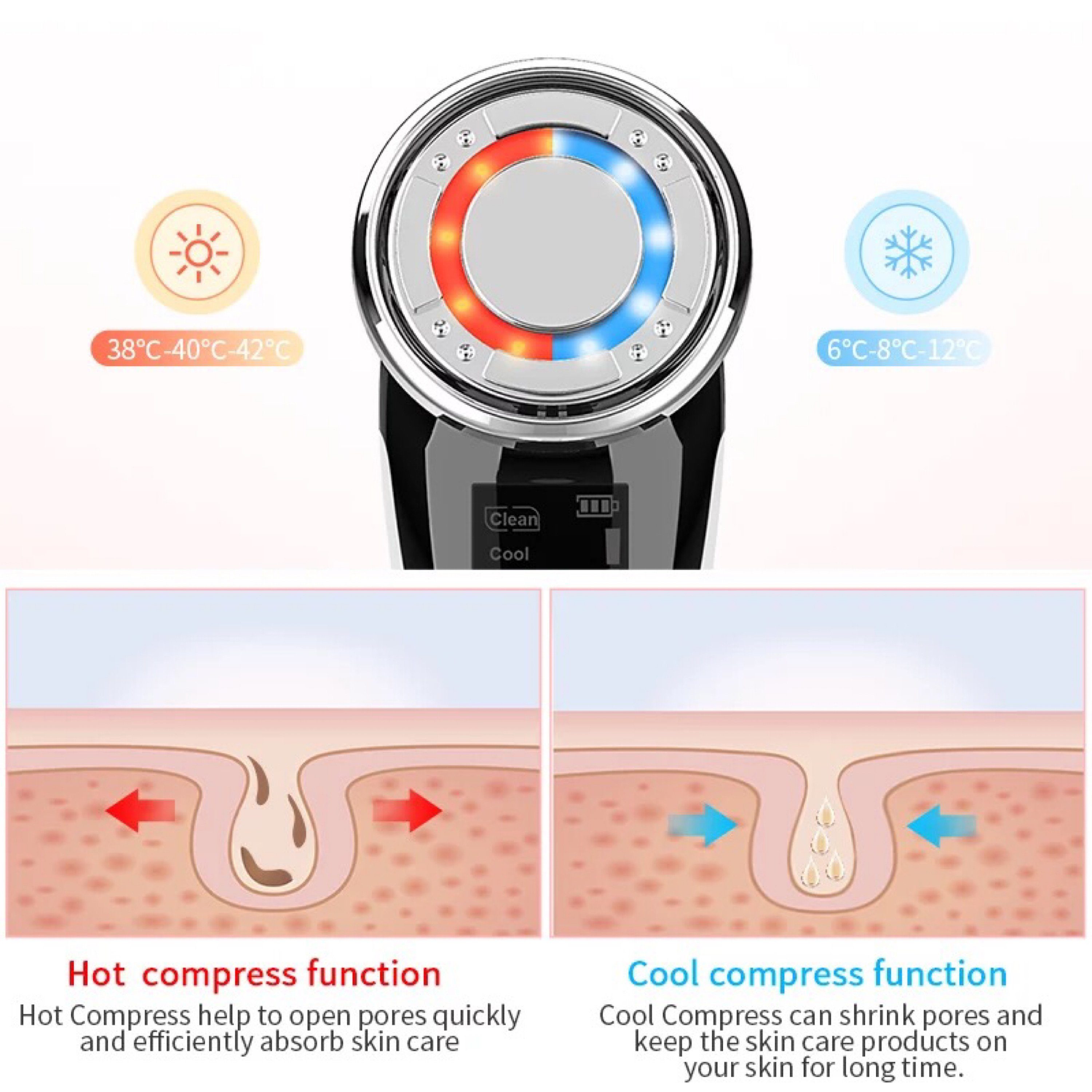 Lalano`S Cosmetics Gesichtsmassagegerät Anti-Aging-Gerät SkinStar EMS Anti-Aging Photonen- Vibrationsgerät, Hot/Cool Behandlung, Massagerät, kosmetikbehandlungs – Bild 4 von 5