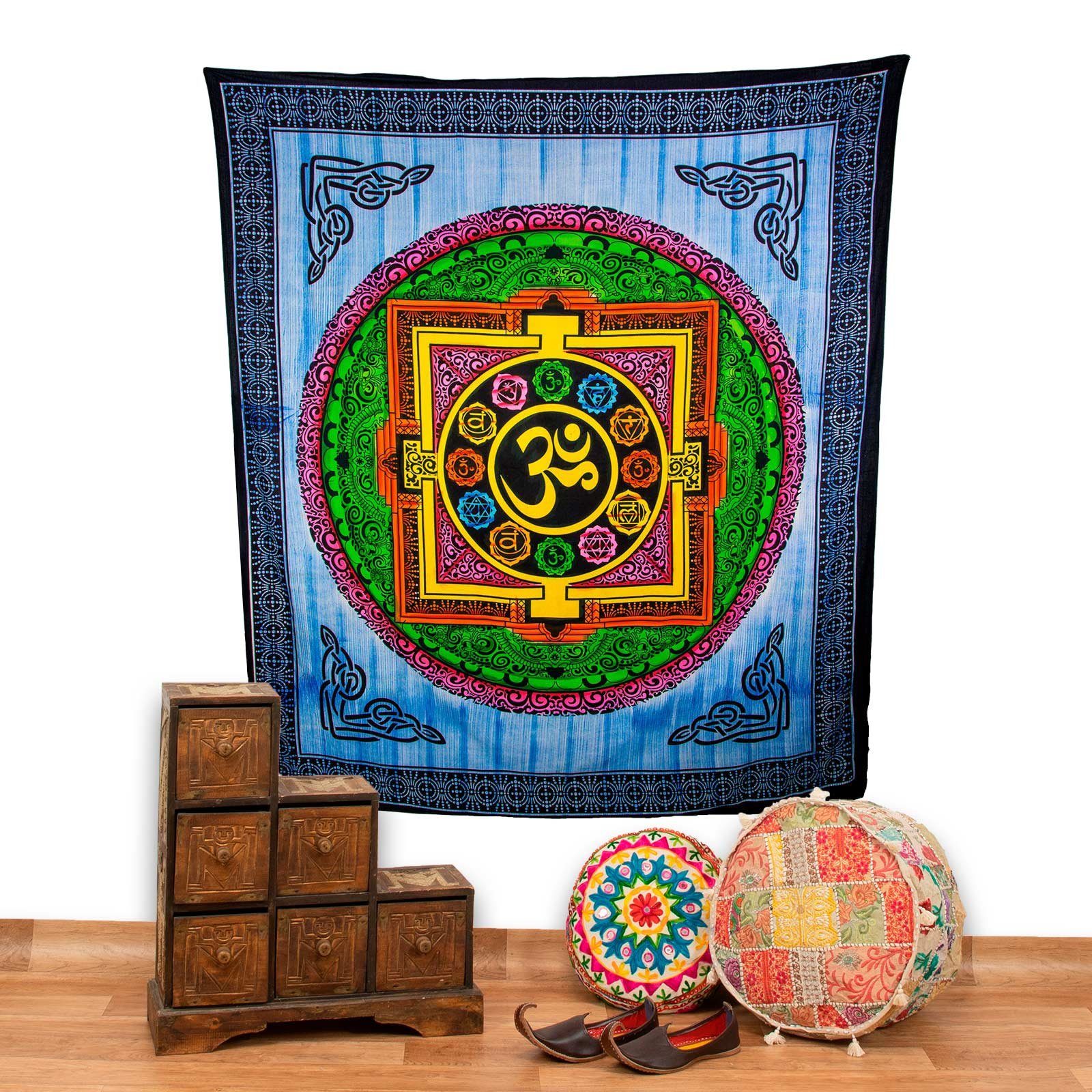 KUNST UND MAGIE Wandteppich Kunst&Magie Wandbehang Mandala Om UV-Aktives Dekotuch ca 230x200 cm