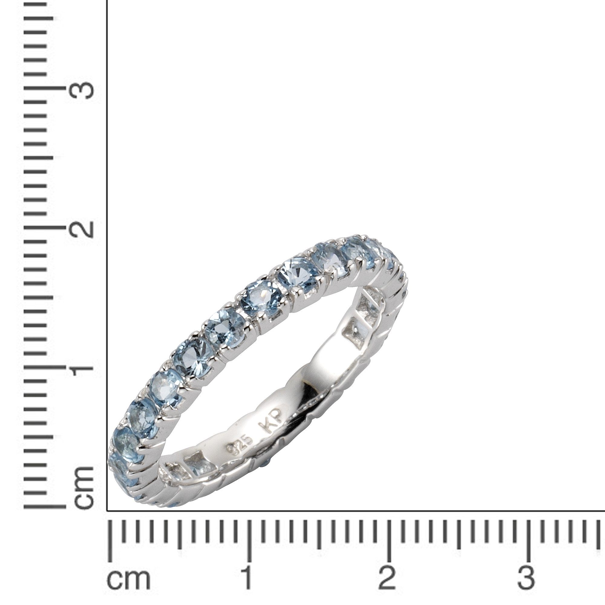Zeeme Fingerring Silber 925 rhodiniert mit 24x Blautopas (beh) – Bild 2 von 5