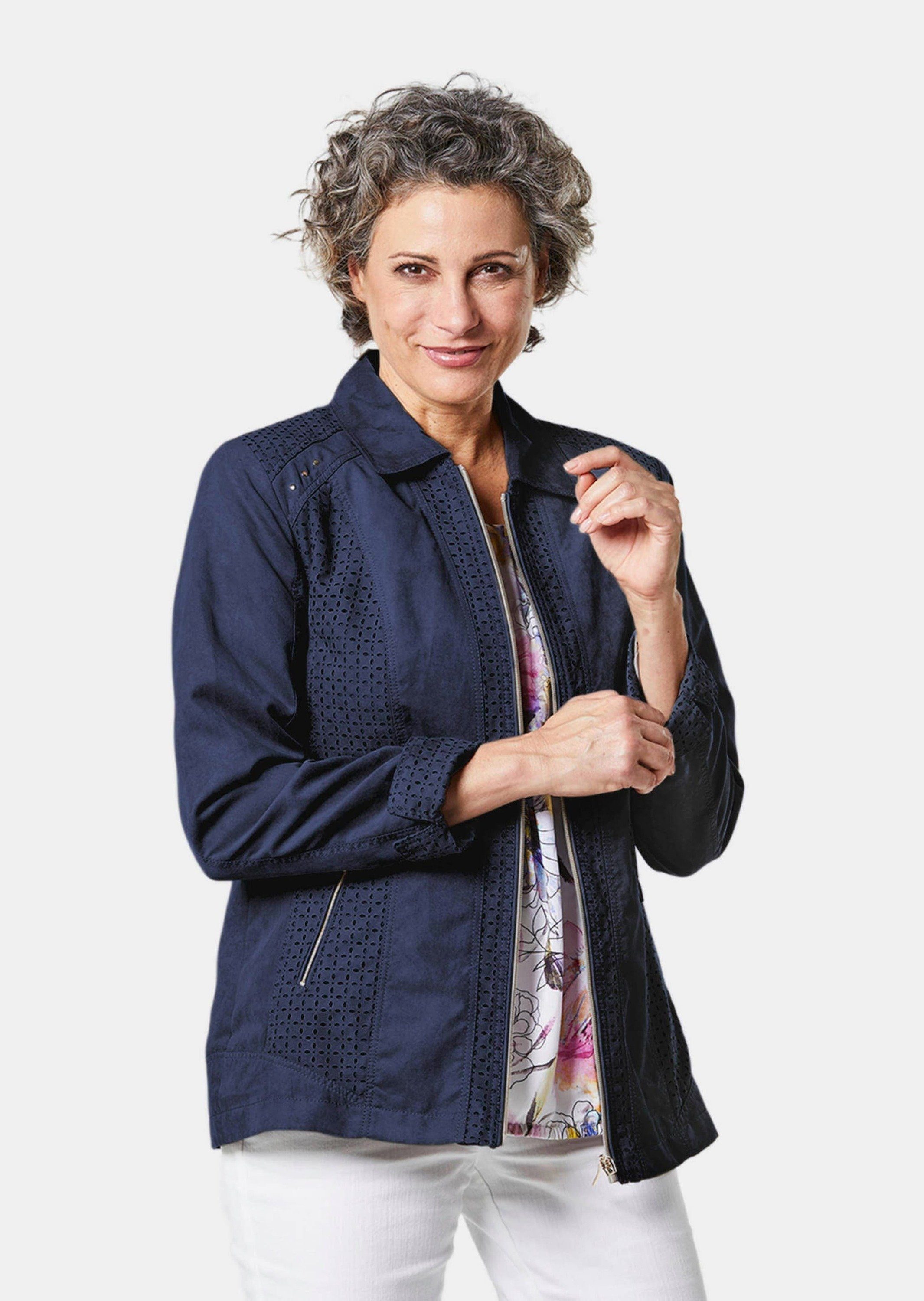 GOLDNER Blouson Velourslederimitat-Blazer mit Perforierung Attraktiv günstig online kaufen