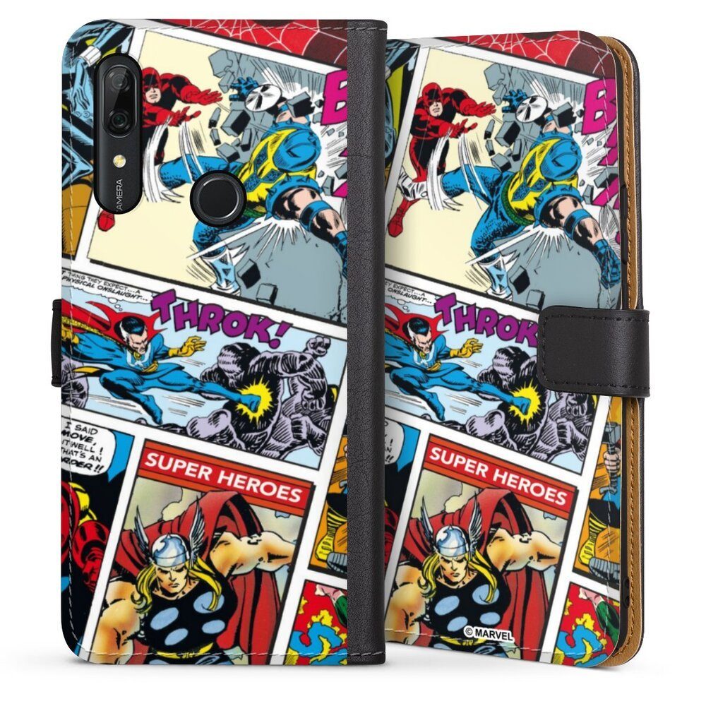 DeinDesign Handyhülle Marvel Retro Comic Blue, Huawei P Smart Z Hülle Handy Flip Case Wallet Cover Handytasche Leder