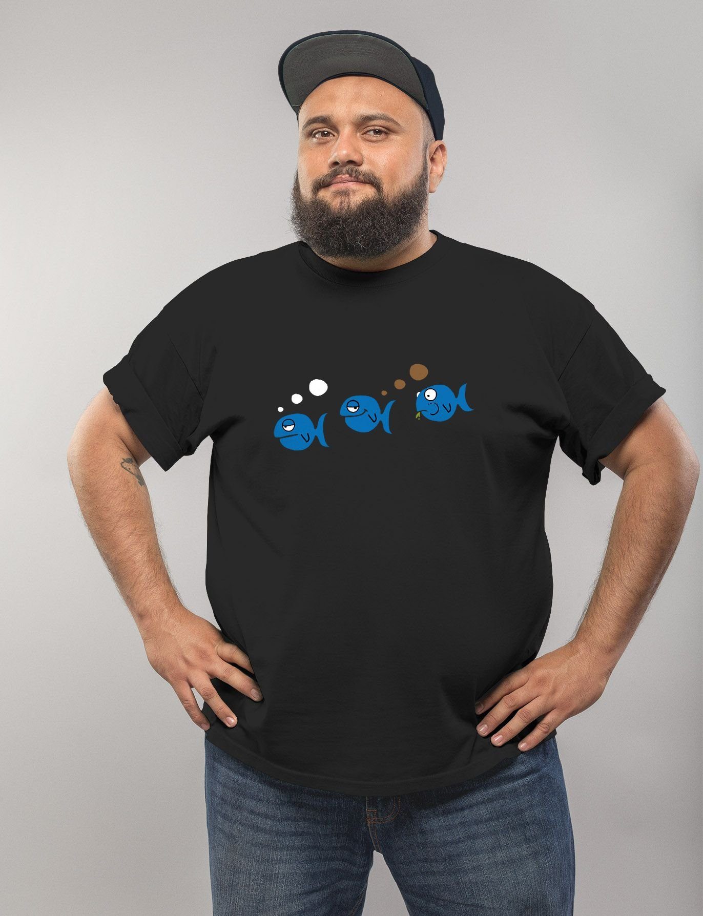 MoonWorks Print-Shirt Herren T-Shirt Fische lustig Fischfurz Fun-Shirt furz günstig online kaufen