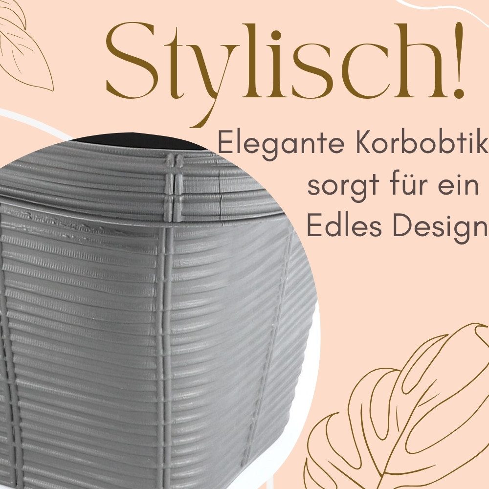 GarPet Balkonkasten 4er Set Blumen Kasten Balkon Geländer Wasserspeicher Rattan Anthrazit – Bild 5 von 5