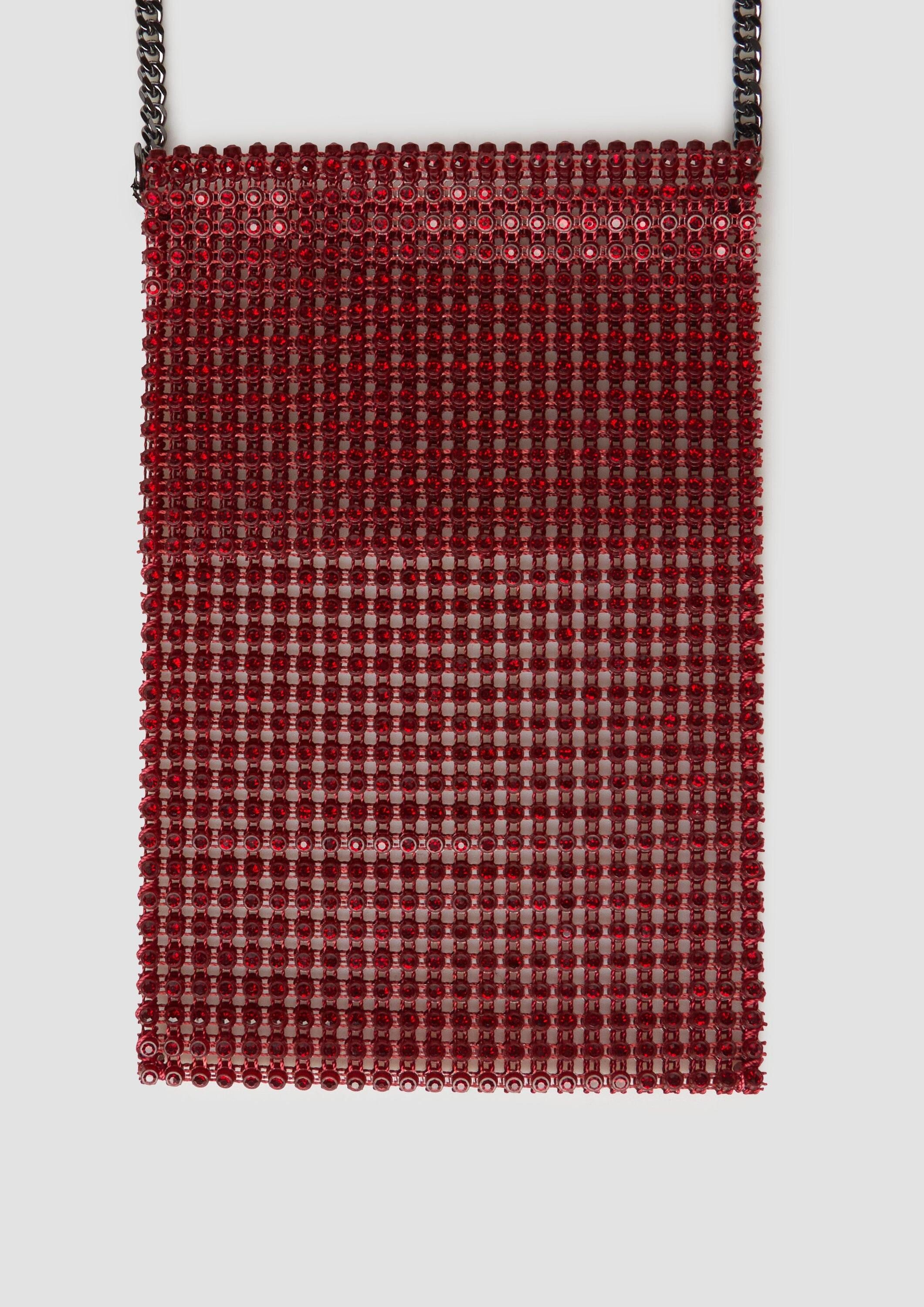 s.Oliver Handytasche Tasche, Handytasche mit Besatz aus Glassteinen und Schulterkette