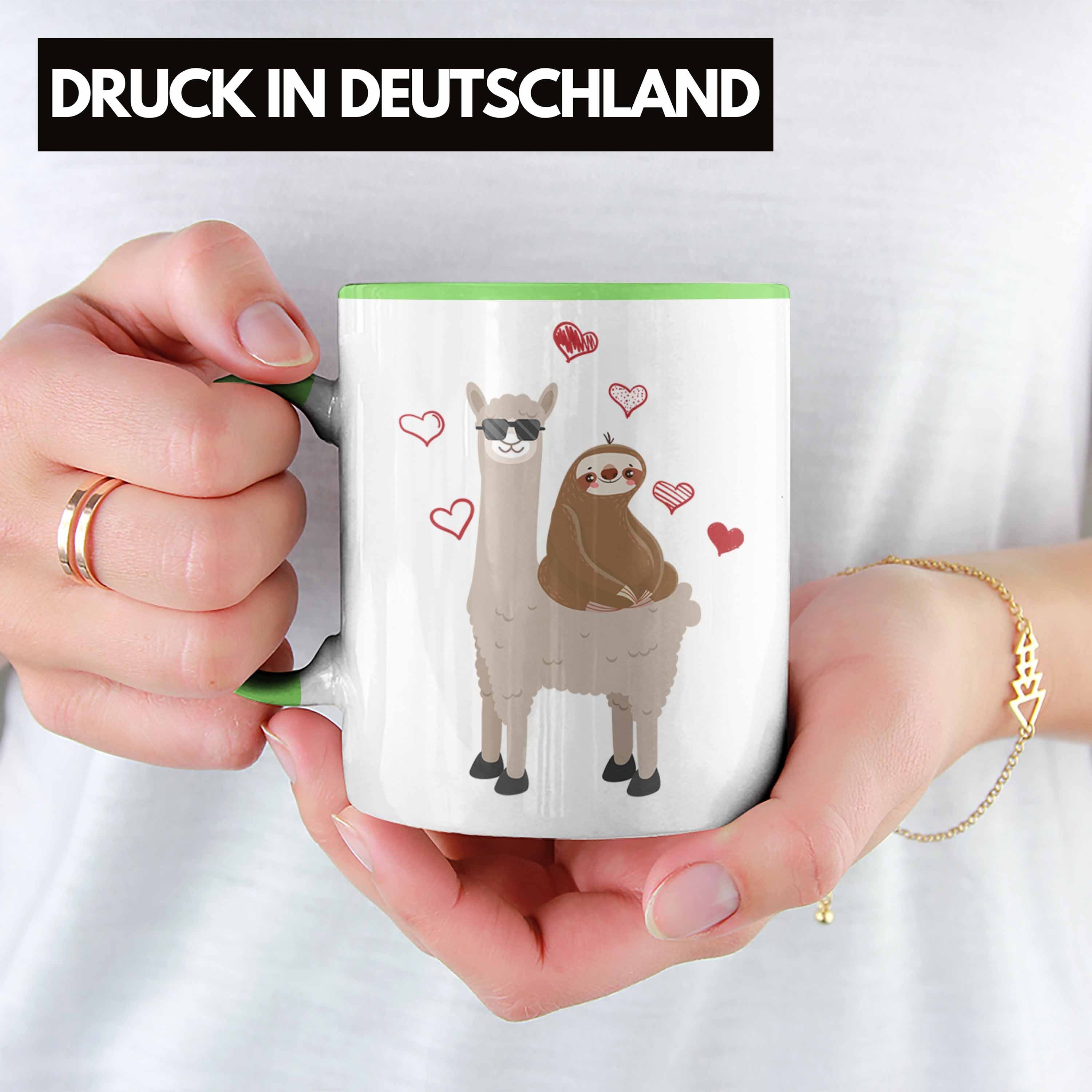 Frauen Tasse - Lustige Geschenk Trendation Grün Faultier Llama Grafik Kollegin Geschenkidee Lustig Trendation Tasse